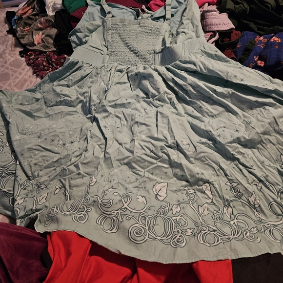 Torrid Disney Cinderella Fairy Godmother Aqua Tie-Front Skater Dress - Picture 12 of 14